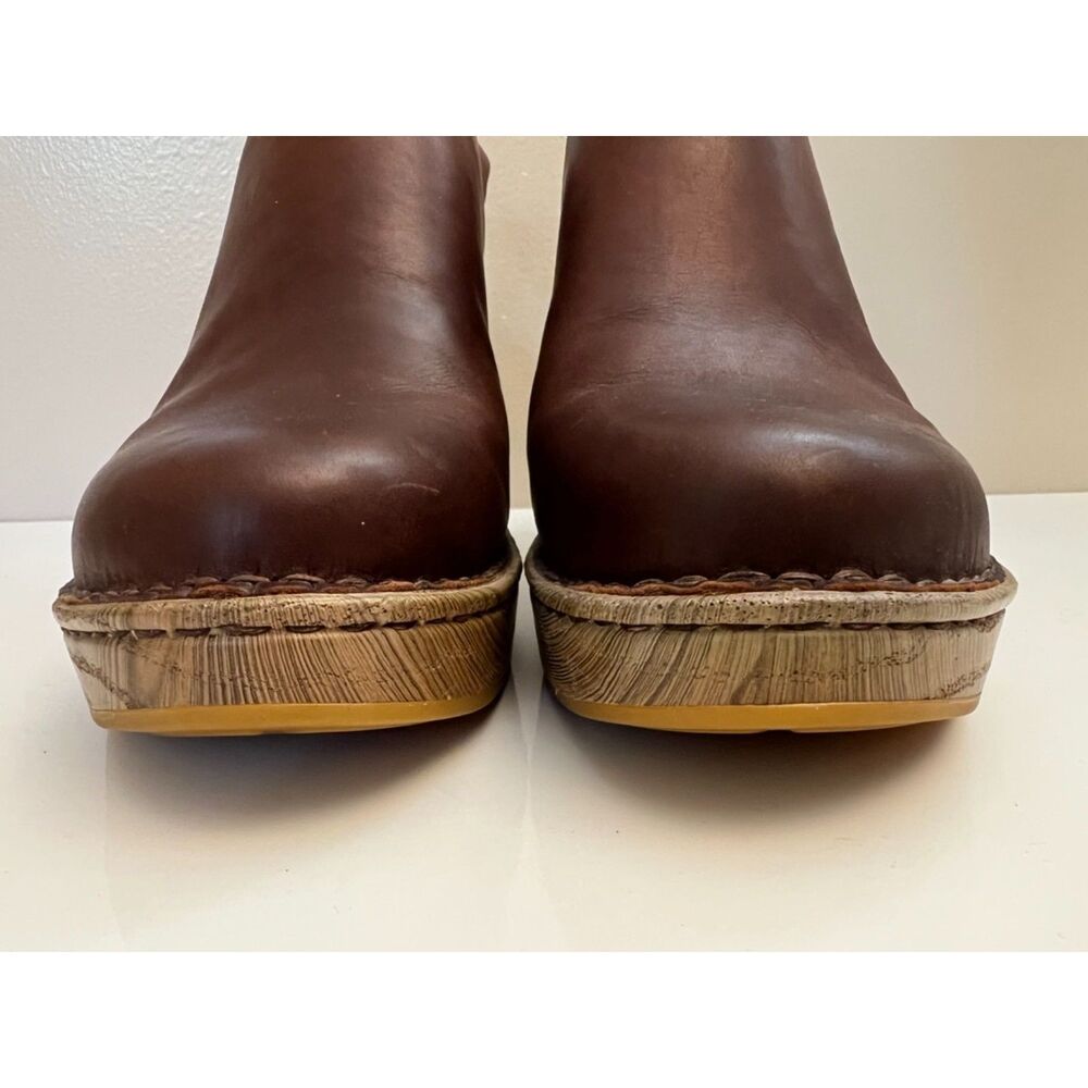 Born Brown Leather Platform Clogs - Picture 3 of 9